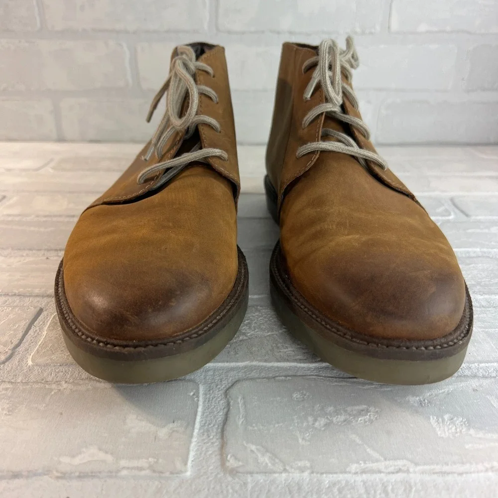 Clarks Grandin Mid Chukka Boots Men 10 Brown Leather Dress Casual Lace Up Preppy